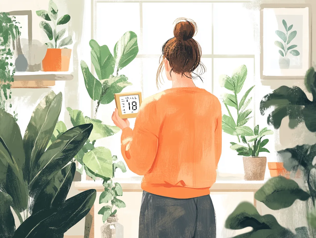 Frau misst Luftfeuchtigkeit