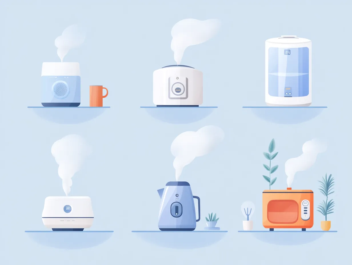 Verschiedene Luftbefeuchter Typen