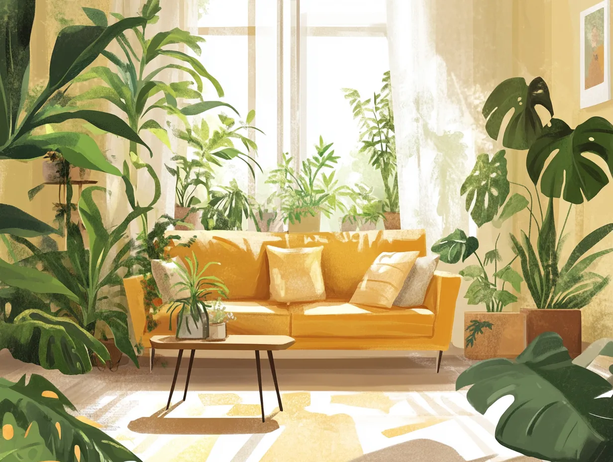 Hygrometer in einem Wohnraum mit Pflanzen