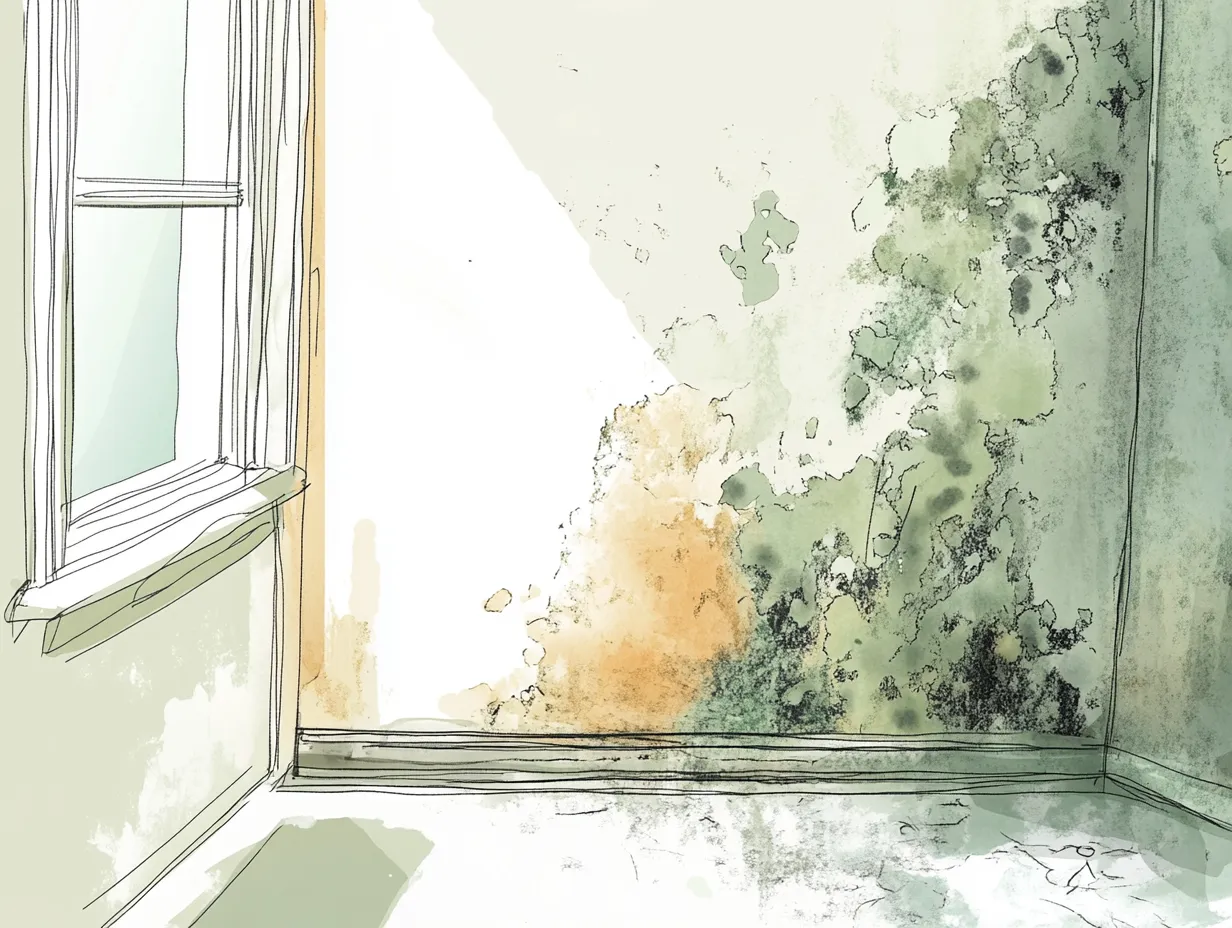 Schimmelbildung an einer Badezimmerwand