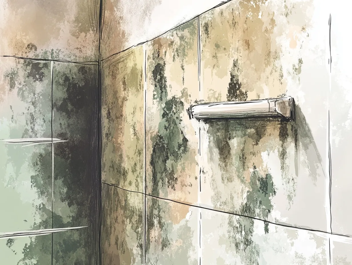 Schimmelbildung an einer Badezimmerwand