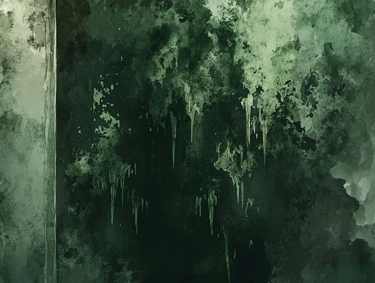 Schimmelbildung an einer feuchten Wand in einem Keller.