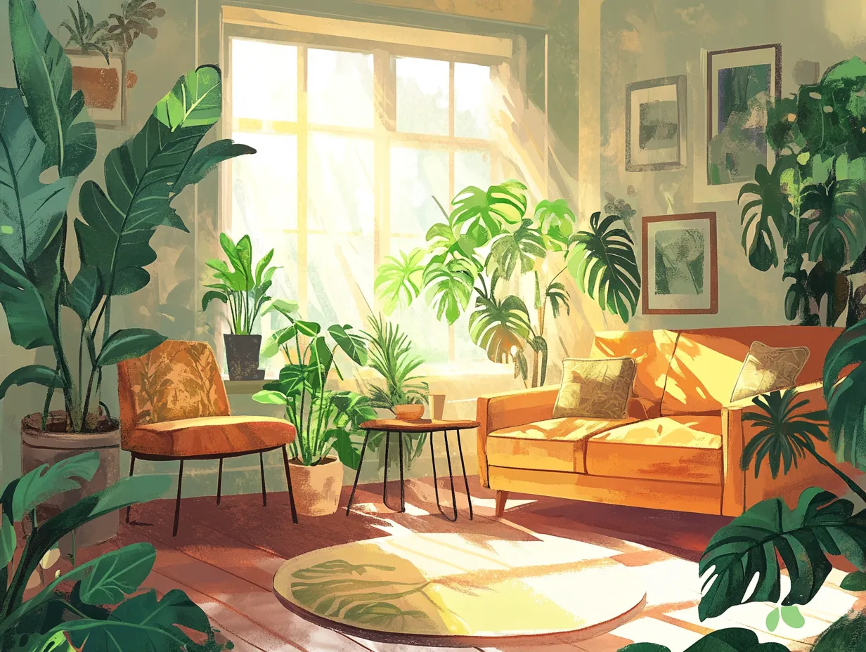 Wohnzimmer mit Pflanzen